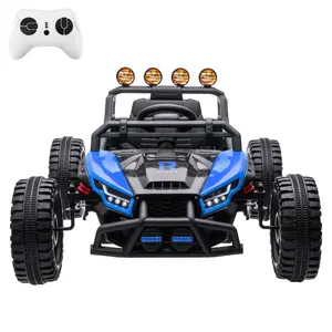 【Black Friday】GARVEE 24V Electric Powered Ride On UTV with 130W Motor, Remote Control, Spring Suspension, LED Lights, 4 Shock Absorbers, and Built-in Music System for Outdoor Fun