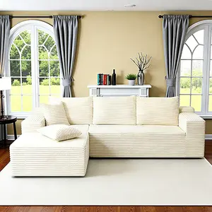 106-in Unassembled L-Shaped Modular Sofa - Cloud Combination, Deep Seat Chenille Plush Foam, Oversize White Chaise Lounge, Modern Upholstered Living Room Couch, L Shaped Sofas, Modern Upholstered Sofa