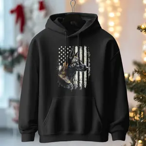 Malinois Dog Patriotic American Flag Belgian Malinois Lovers Pullover Hoodie