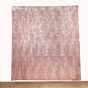 Rose Gold Geometric Sequin Backdrop Drape Curtain with Satin Backing, Seamless Opaque Sparkly Photo Booth Event Divider Panel in Diamond Glitz Pattern - 8ftx8ft
