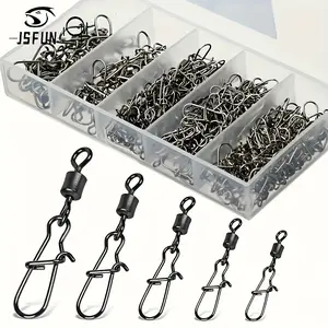 Fishing Swivel Set, Round Rotating Snap Hooks, Saltwater/freshwater Bass Trout, 50pcs/1set, Fishing Gear Set, Fishing Tackle, Fishing Accessories Kit