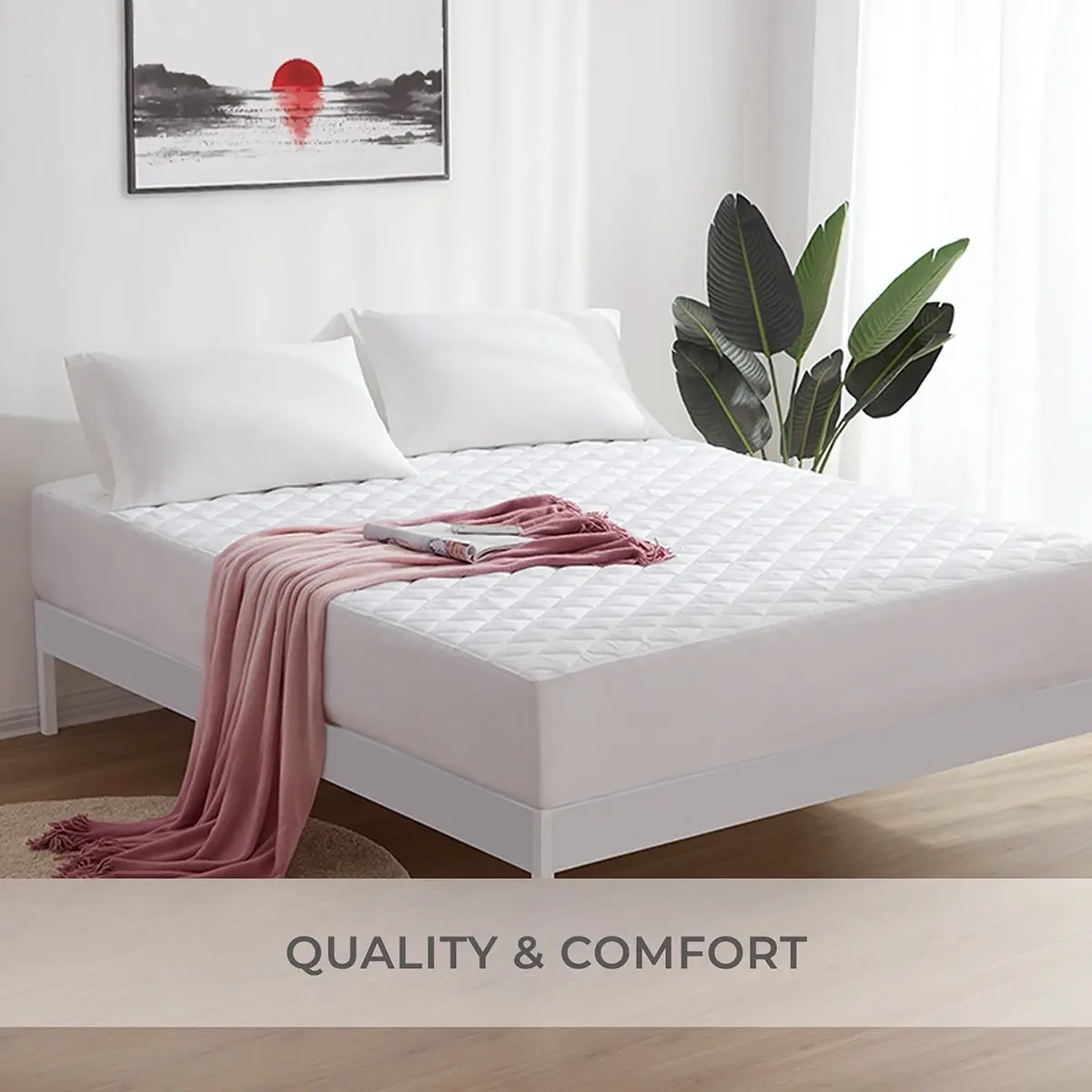 Quilted Waterproof Mattress Protector – Soft, 3-Layer Microfiber Bed Cover, Fitted & Machine Washable
