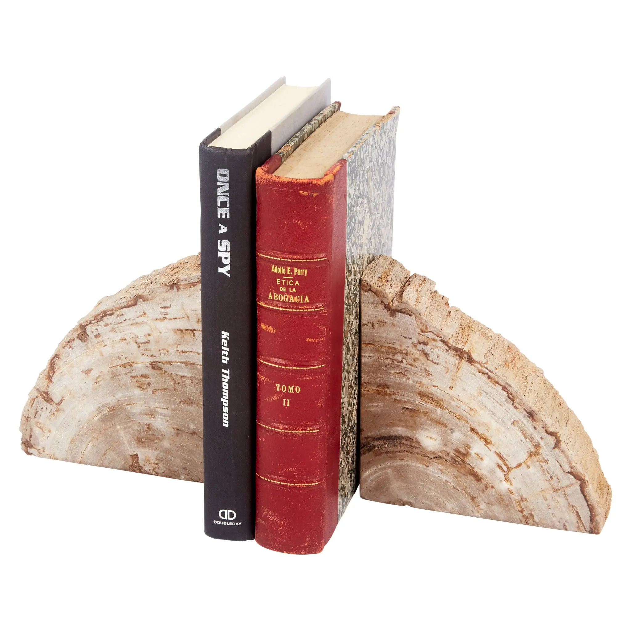 Cream Brown Petrified Wood Bookends