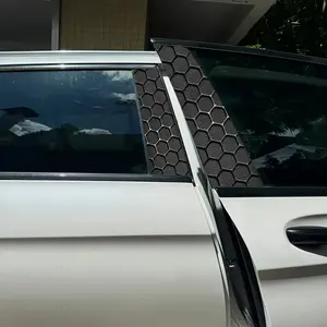 2pcs Honeycomb Car B-Pillar Stickers - Easy Self-Adhesive Application, Space Theme, Rectangular Shape, Semi-Glossy Surface, Car Decal