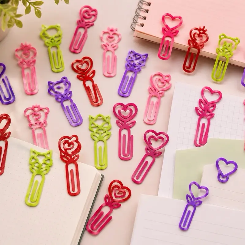 Colorful Paper Clip Set | Cute Heart & Animal Bookmarks | Planner Clips | Journal Accessories | Mixed Pack of 10, 20 or 30
