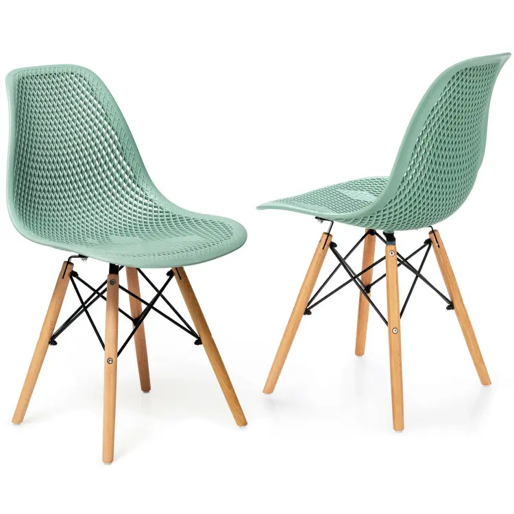 COSTWAY - Modern 3-Piece Dining Set: Round Table with Set of 2 Hollow Plastic Chairs