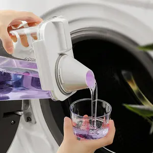 Transparent Laundry Powder Storage Box, Sealed Container with Measuring Cup, Detergent Dispenser for Household Cleaning Supplies