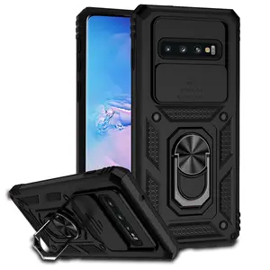Case for SAMSUNG S10 4G,Dual-Layer Protective Ring Stand Case with Moving Lens Cover, Heavy-Duty Phone Case for Samsung Galaxy S10 4g, Durable and Secure