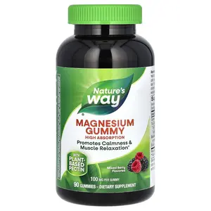 Nature's Way Magnesium Gummy, Mixed Berry, 100 mg, 90 Gummies