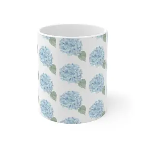 Hydrangea Ceramic Coffee Cups, 11oz Drinkware Mug , Reusable Drink Carrier for Coffee or Tea