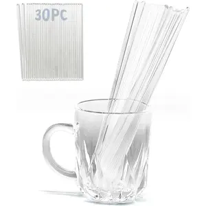 30pcs 8" Acrylic Cake Topper Sticks, 5mm Flat Clear Plexiglass for Cupcake Toppers, Cake Pops & Lollipops, Strong Unbending Transparent Cake Decorating Supplies
