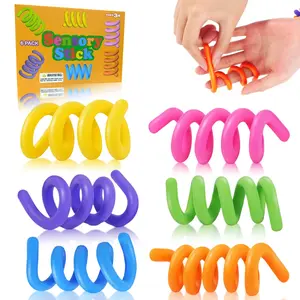 6 Piece Round Stress Relief Sensory Sticks, Sensory Grippie Set, Quiet Calming Toys for Autism Adhd Kids Adults, Perfect Gift for Classroom Office Travel
