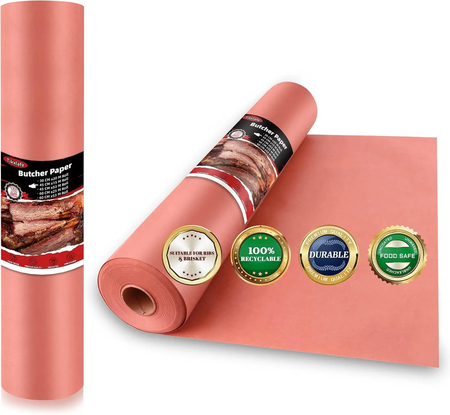 Pink Butcher Paper Roll for Smoking Meat - 18 inch x 50 Feet - Food Grade BBQ Paper - Unbleached, Unwaxed, Uncoated