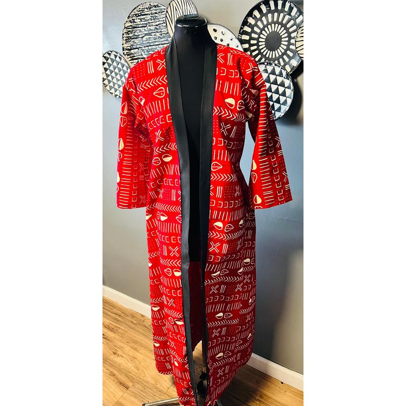 Kimono's/Dusters With Sleeves Fitted Ankara Prints All Seasons Casual Chic Dress Matching Belt Pockets Women's Clothes