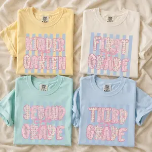 Comfort Colors First Second Third Fourth Fifth Grade Kindergarten Teacher Shirt, Grade Level Teacher Tee, Back to School Teacher Gift, Teacher Appreciation Shirt, Cute Elementary School Summer T-Shirt -DPCLICK