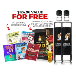 High Octane MCT Oil x 2 Bottle: Special Bundle with Mini Macadamia Nut & Cooking with Gold eBook!