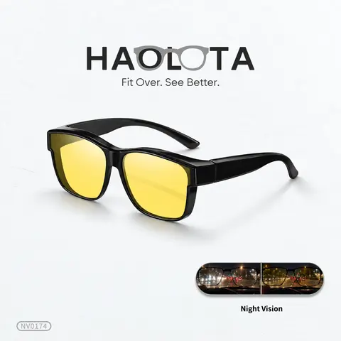 HAOLOTA Women's Polarized Fit-Over Sunglasses - TR90 Frame, Anti-Glare HD Tac Shatterproof Lenses, Anti-Reflective Coating, Outdoor Glasses for Contact Lens Wearers, Enhance Night-Time Clarity for Driving, Cycling