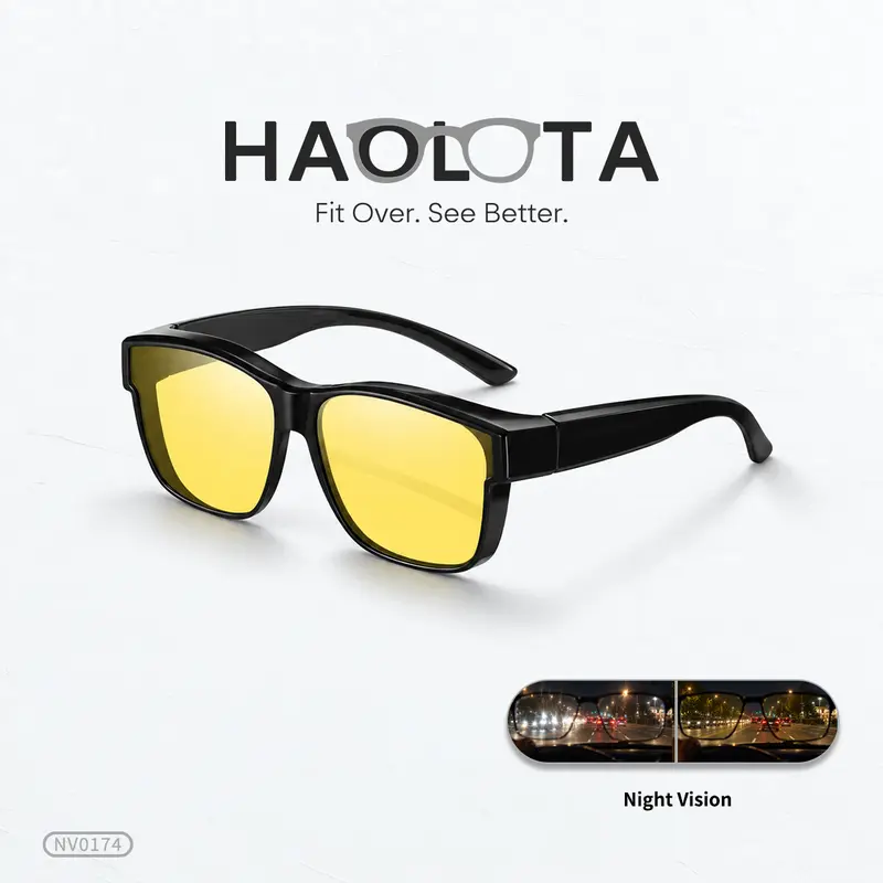 HAOLOTA Women's Polarized Fit-Over Sunglasses - TR90 Frame, Anti-Glare HD Tac Shatterproof Lenses, Anti-Reflective Coating, Outdoor Glasses for Contact Lens Wearers, Enhance Night-Time Clarity for Driving, Cycling