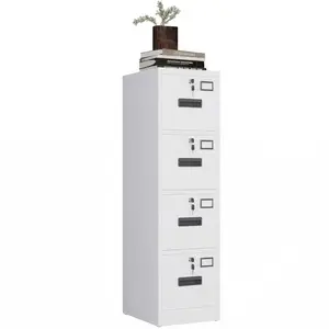 4-Drawer Metal File Cabinet with Individual Locks | Vertical Locking Filing Cabinet for Home Office, School & Dorm | Fits A4, Letter & Legal Size Documents