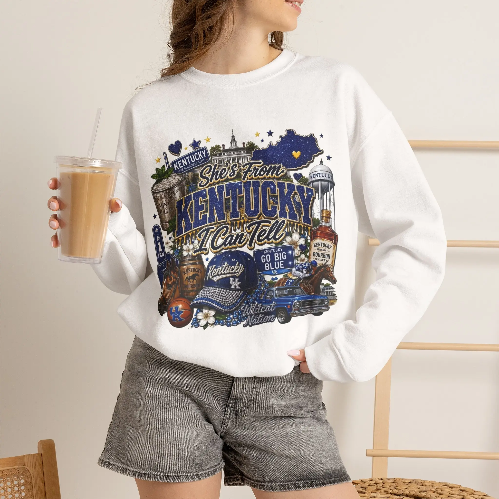 Kentucky State Icons Crewneck Sweatshirt | Bourbon, Horses, Bluegrass