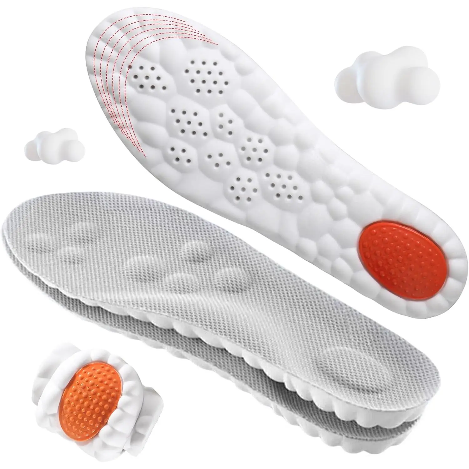 4D Cloud-Soft Comfort Soles for Women - Memory Foam Cushioning Steppers Insoles with Heel Shock Pad - Trim-to-Fit Arch Support Insoles for Foot Pain Relief and Fatigue Reduction (US W 6.5-9)