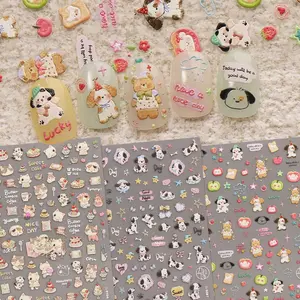 3-Piece Cartoon Embossed Nail Stickers, Easy-To-Apply Daily Nail Design, All-Season Universal, Glossy Finish, DIY Manicure Accessories, Diy Nails, Nail Art Tools, Nail Art Supplies