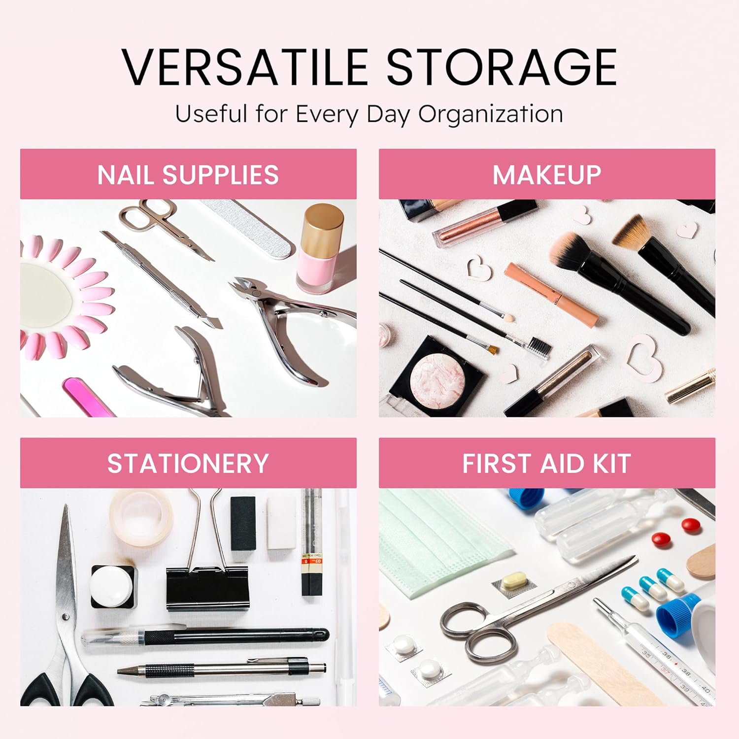 Portable Plastic Rectangular Box with Lid – Compact Flip-Lid Storage Case for Stationery, Tools