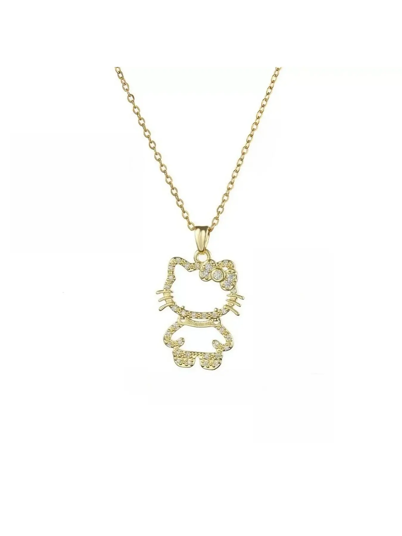 Elegant Zircon Cat Pendant Necklace, Unique Design, Korean Style, Fashionable Chain Jewelry, Statement Necklace, Decorative Necklace, Perfect Gift for Her