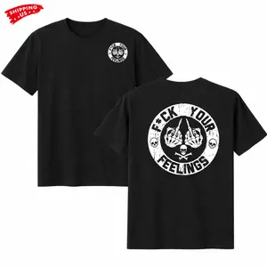 Skull Middle Finger T-Shirt, Fck Your Feelings Graphic Tee, Edgy Rebel Graphic Shirt for Biker or Streetwear Style, Gift for Punk or Rock Fans