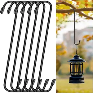 3PC 12 Inch Large S Hooks for Hanging Plants Black Extra Matel Heavy Duty Hook