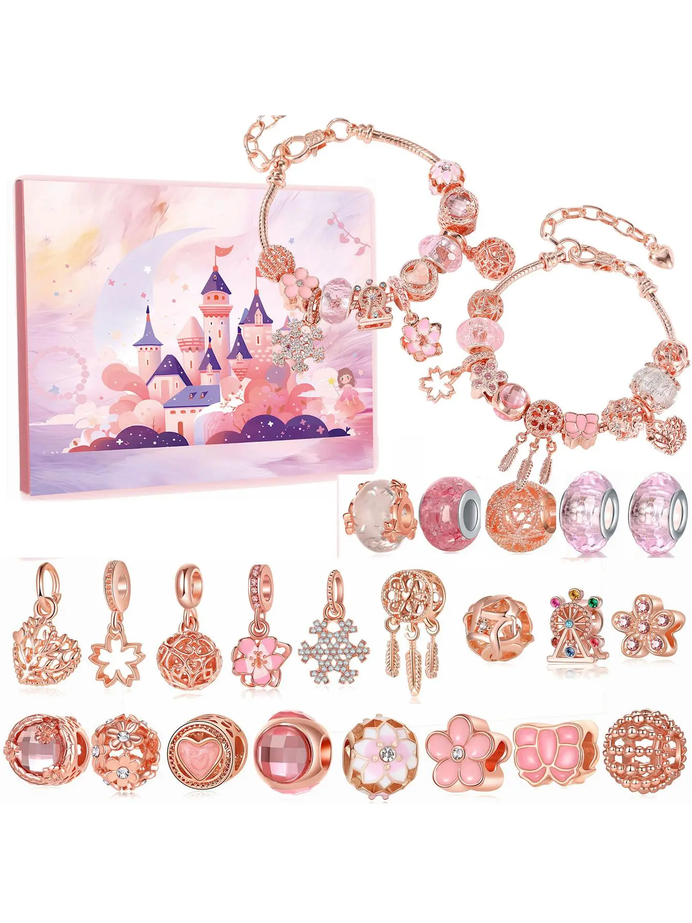 Cute Cartoon Christmas Themed Diy Jewelry Making Kit, Including Rhinestones Decor Beads & Charms & Accessories, Diy Jewelry Making Supplies for Bracelet, Diy Beading Accessories