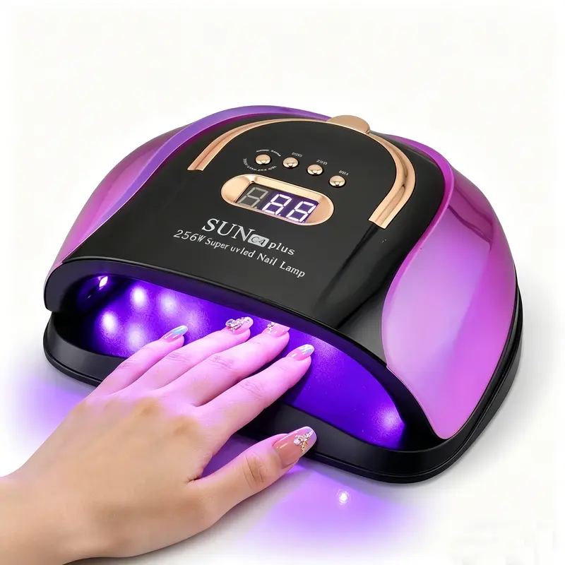 Dauhor UV LED Nail Lamp for Gel Nails, 256W Power with 4 Timers Smart Sensor 57 LED Beads,  mirrored base, Removable Magnetic Base Ambient light curing gel nail polish, nail art tools and accessories for salons.
