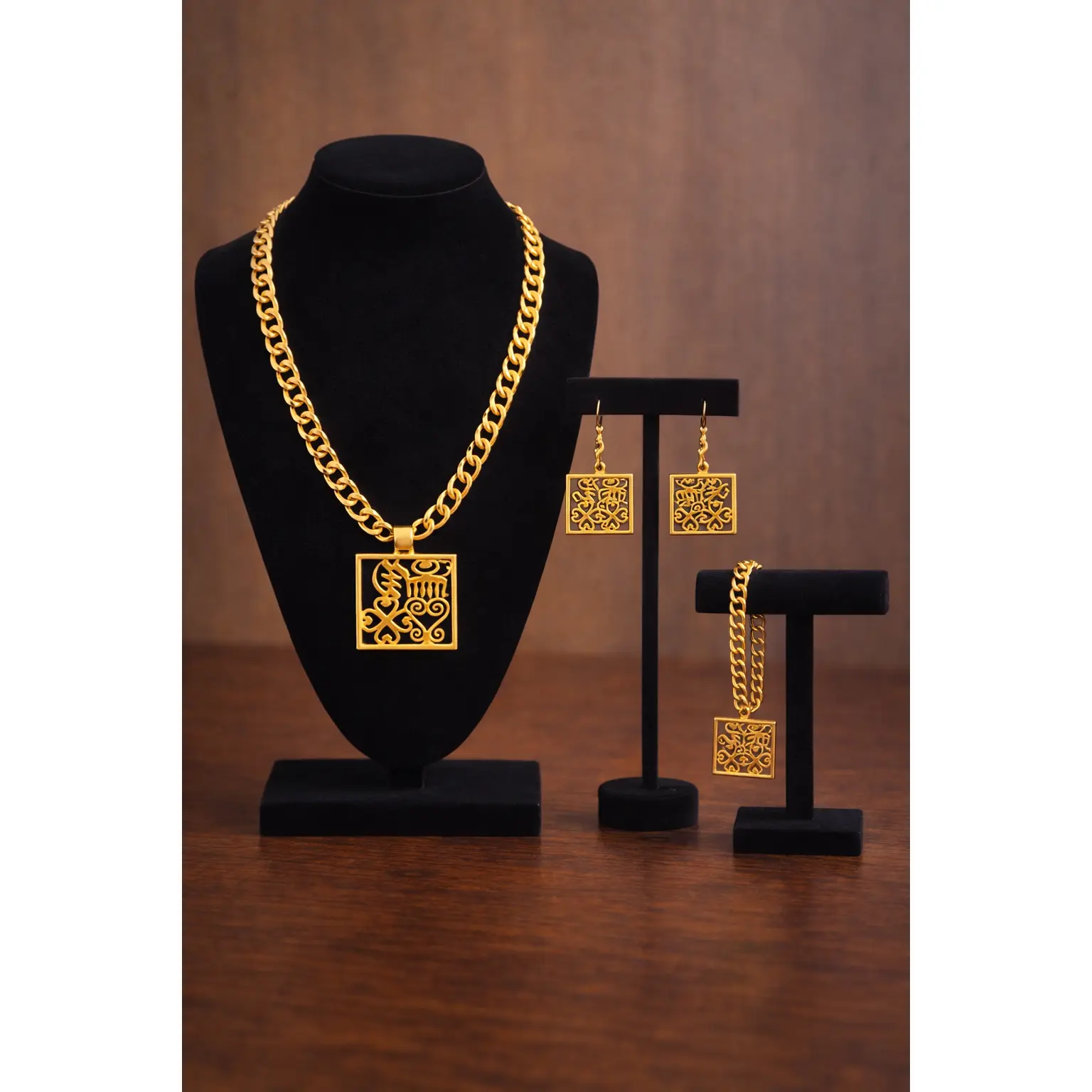 Edinkra Symbols Pendant Jewelry Set