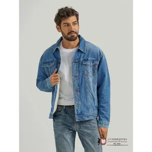 Men's Wrangler Retro Sherpa Lined Western Denim Jacket in Rodeo Night-112353363