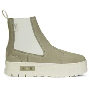 PUMA Womens Mayze Suede Round Toe Platform Chelsea Casual Boots Ankle Low Heel 1-2" - Beige PUMA Womens Mayze Suede Round Toe Platform Chelsea Casual Boots Ankle Low Heel 1-2" - Beige
