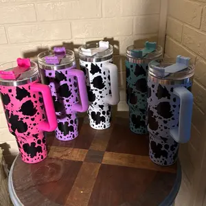 Cow print 40 ounce tumblers Washable Reusable Bottled Printed Drinkware Portable Cup Mug Water Bottles