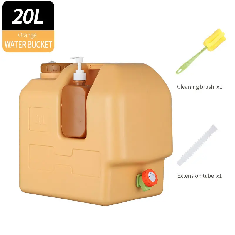 5.28 Gallon/20L Water Container with Spigot, Portable Water Jug with Hand Sanitizer Bottle, Leak-Proof Large Camping Water Jug, Multifunction Water Tank for Outdoor, Hiking, Vehicle, Car, Emergency Stroage