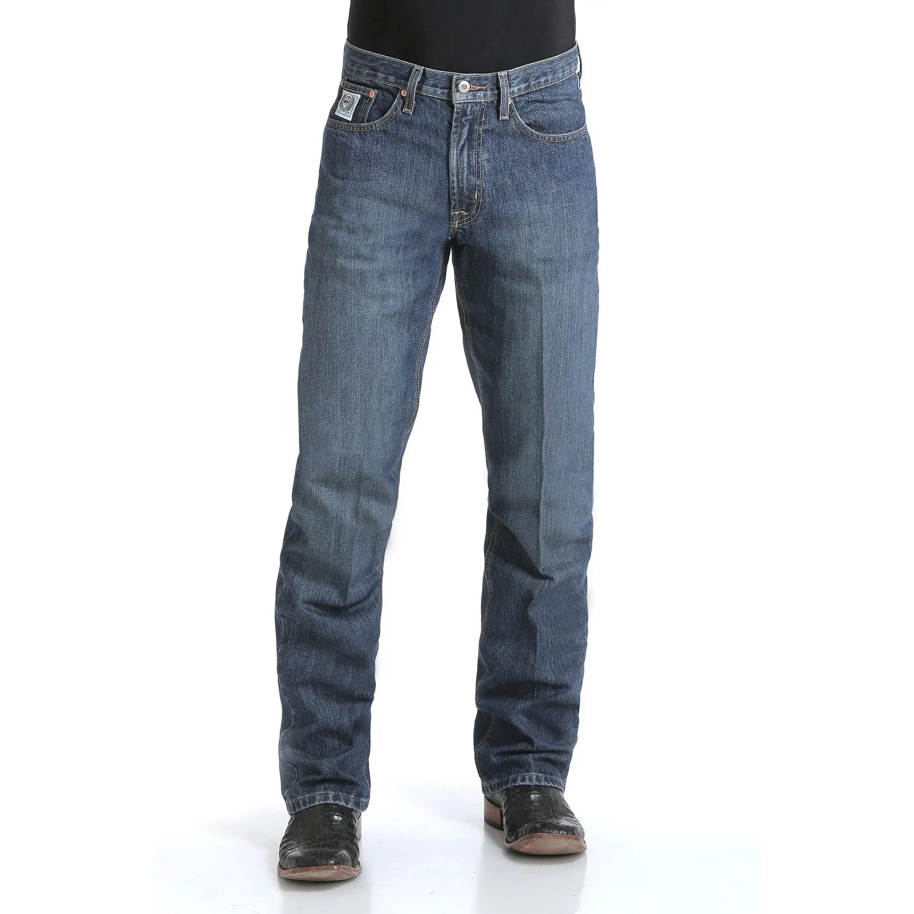 CINCH Mens White Label Relaxed Fit Straight Leg Jeans - Dark Stonewash, 100% Cotton Rigid Denim, Menswear, Fabrics