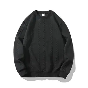 Men's Round Neck Textured Knit Sweatshirt, Soft Comfortable Casual Pullover, Long Sleeve Top for Daily Wear, Fall Winter Layering, Outdoor Activities