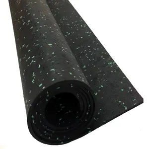 Gym Rubber Flooring Roll 6MM Thick with Green Dots 10 x 1.25 Meters Non-Slip Durable High-Density Rubber for Home & Commercial Fitness Centers