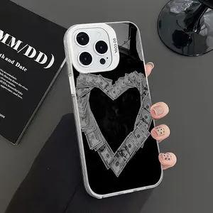 A mobile phone case with a money-themed heart pattern, anti-slip and anti-drop, suitable for iPhone 17 AIR 17/16/15/14/13/12/11/8/7 PRO PRO MAX X XS XR PLUS, is an ideal gift for friends and family, CYK554