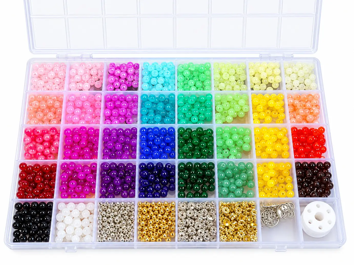 1368 Pcs Glass Beads for Bracelets Jewelry Making Supplies Crystal Round Glass Beads - 6mm