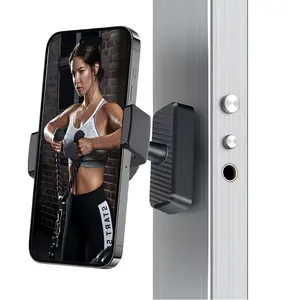 Portable Gym Magnetic Phone Holder with Magnet Base Attach to Metal Surface, 360° Adjustable Gym Phone Holder Magnet Mount for All Smartphones
