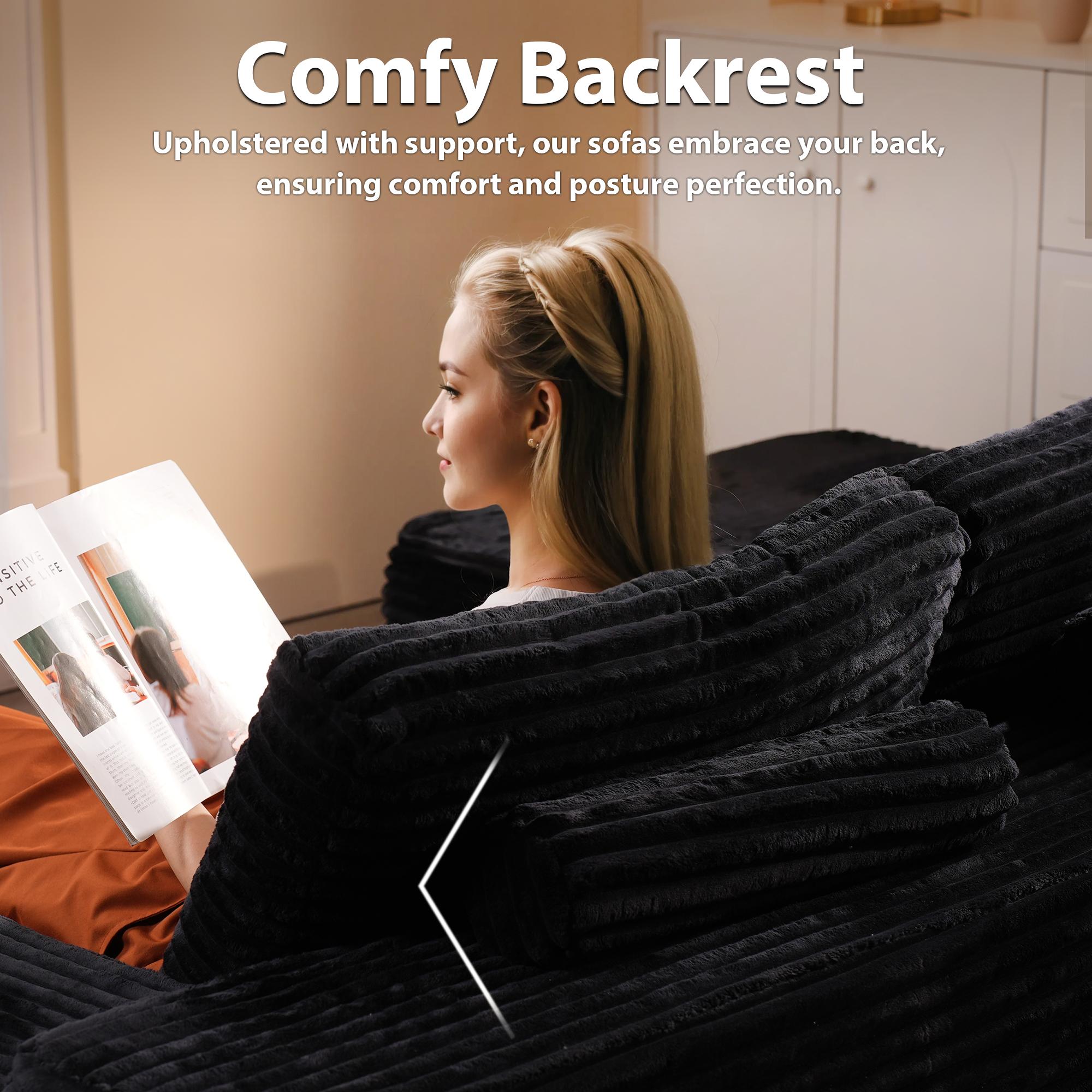 【5 Packages shipping】G/U/L-Shape Modular Sectional Couch Sofa, Compressed Plush Corduroy, Modern Sleeper Sofa for Living Room, Space-Efficient Design-Convertible Sectional Couch