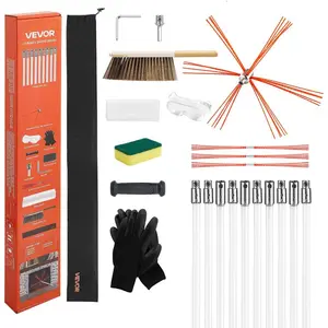 VEVOR Chimney Sweep Kit, 26 ft Maximum Extendable Length Chimney Brush, Chimneys Cleaning Kit with Bristle Replacements Goggles, 90 Bendable Fireplace Cleaning Tool, for Square, Rectangle ChimneysVEVOR Super Brand Day