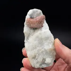 Red-Brown Heulandite Fan with Clear Apophyllite Crystals & Stilbite, in a Trimmed-out Pocket of Volcanic Basalt Matrix