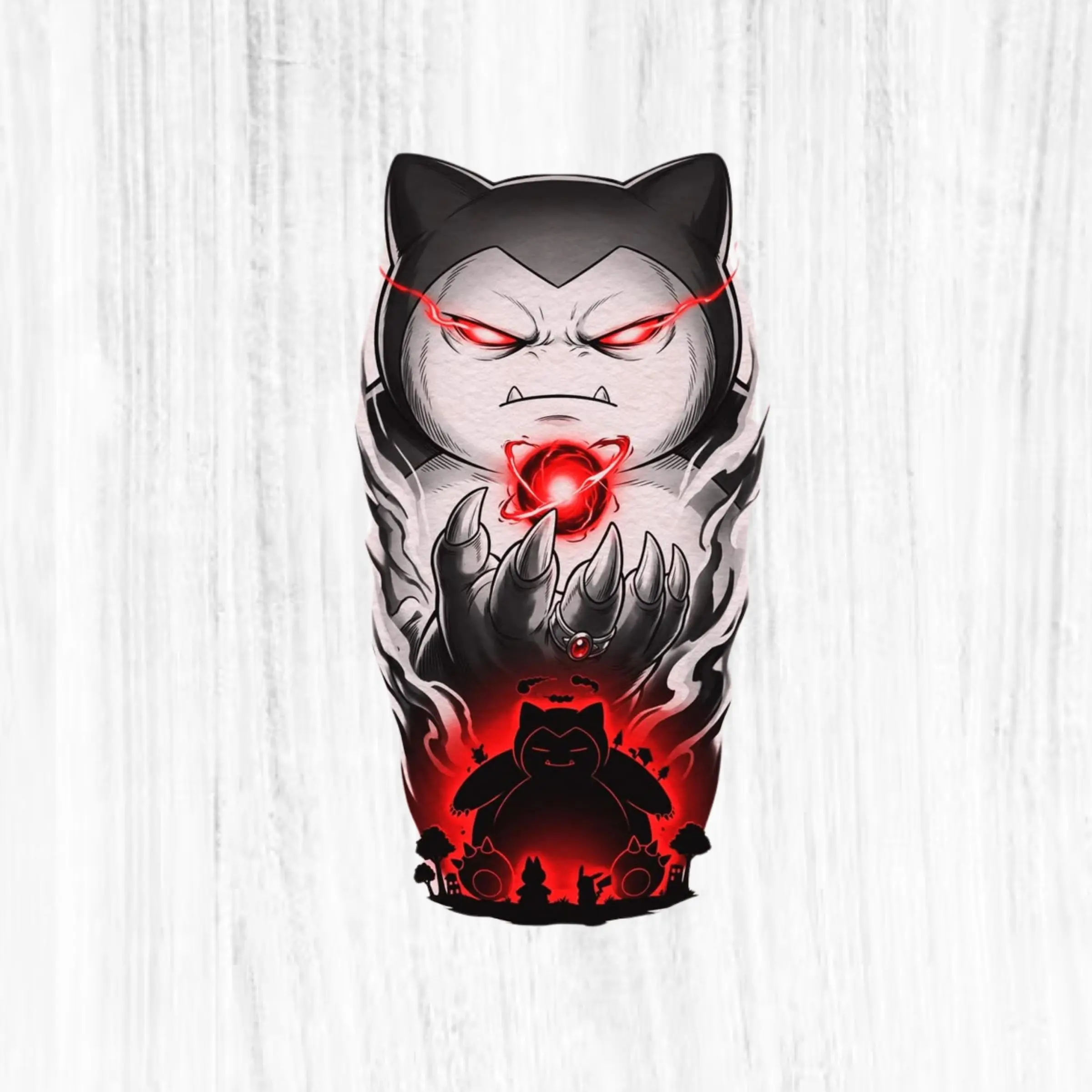 Angry Snorlax Power Anime Vinyl Sticker, Pokemon Inspired Waterproof Laptop Car Decal, Cute Meme Gift