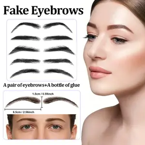 Realistic Handmade Eyebrows, 100% Human Hair, Reusable Natural Look, Unisex, Perfect for Role-Playing, Colors