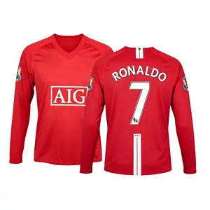 2007 2008 MUFC Home Retro Red No.7 Ronaldo Long Sleeved Soccer Jersey