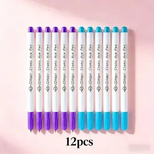 Air Erasable Fabric Markers for Sewing, 12 Pack Water Soluble Single Head Marking Pens, Disappearing Ink No Residue, Ideal for Fabric Sewing Quilting Crafting, Sewing Tools